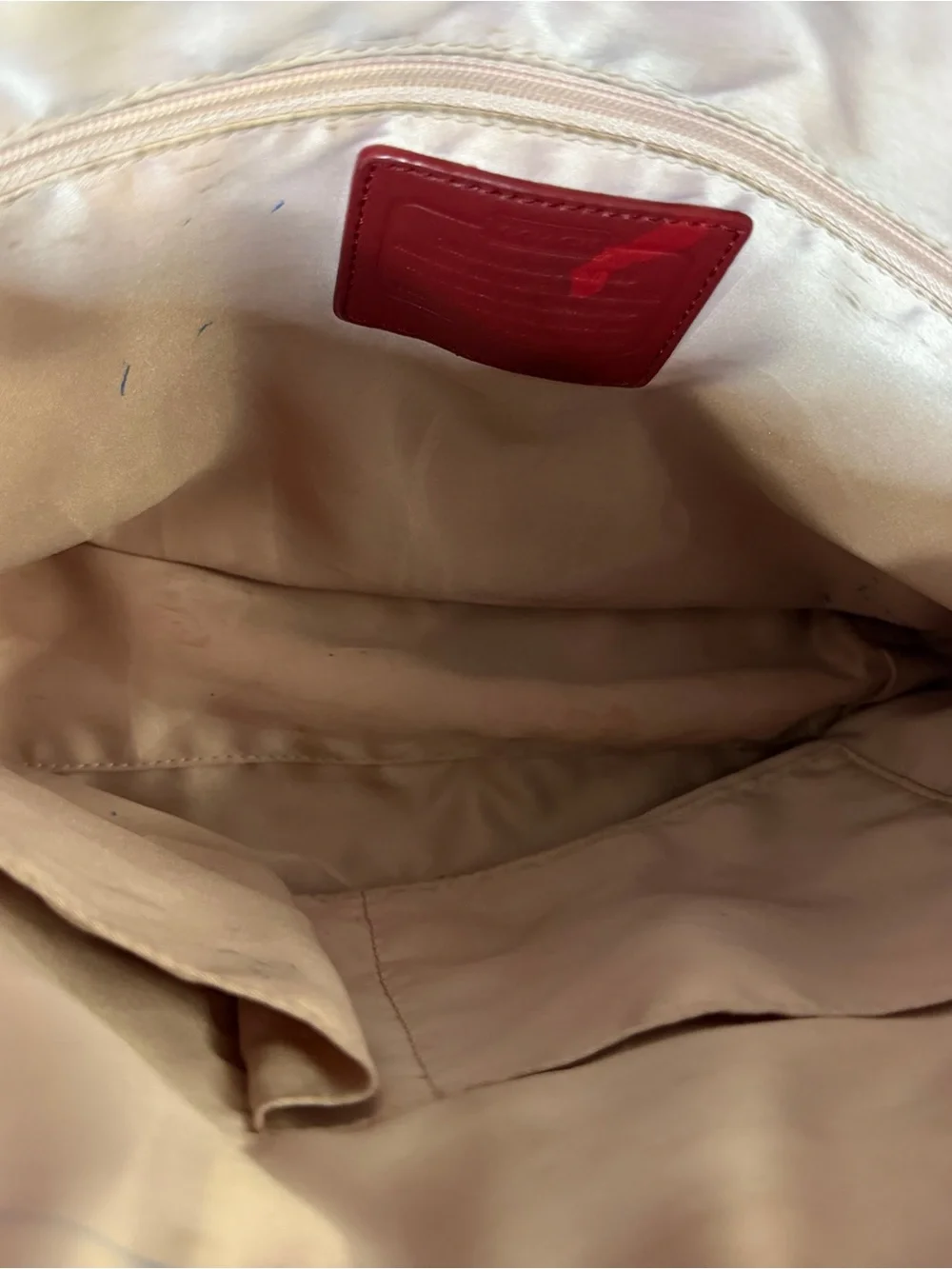Coach Red Leather Tote with Signature Detail